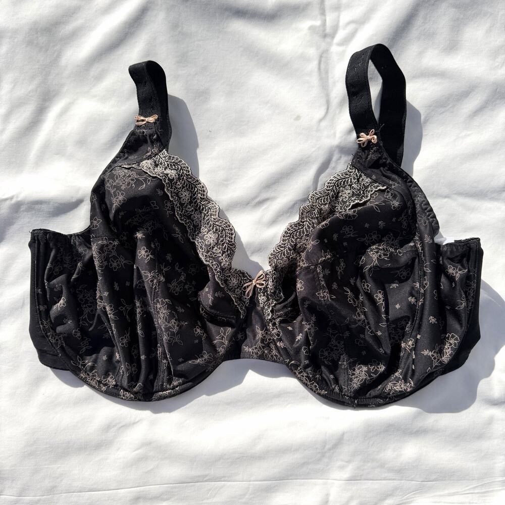 Elomi Abi Full Figure Underwire Bra 36H Black Floral EL8100